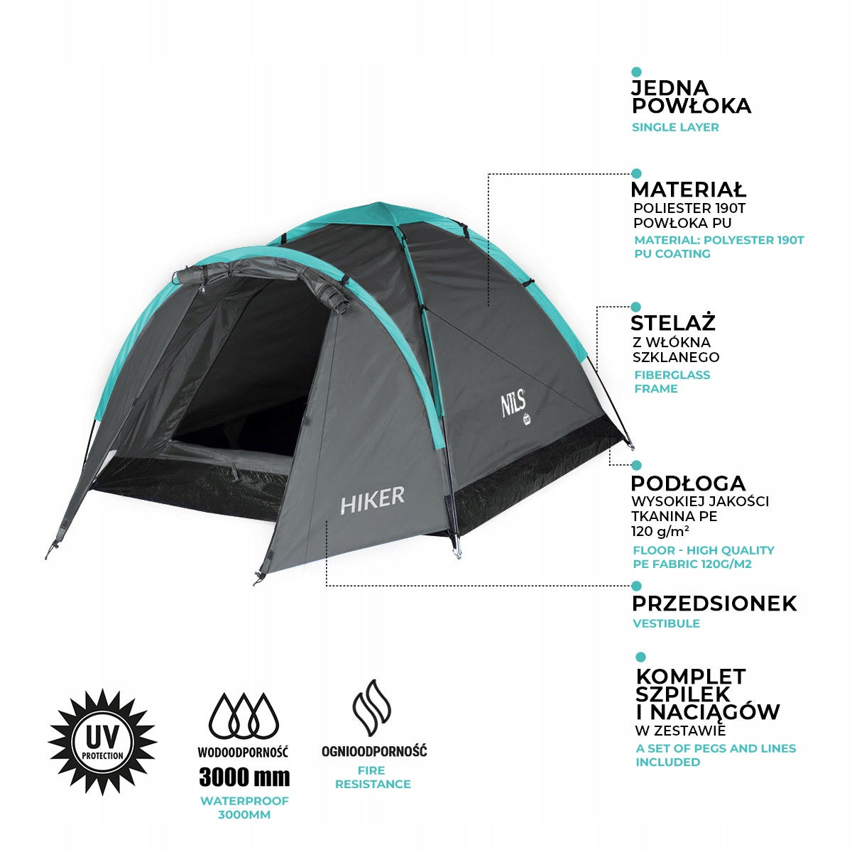 Camping Tent Waterproof 2 Person Lightweight, UV Resistant Kind travel