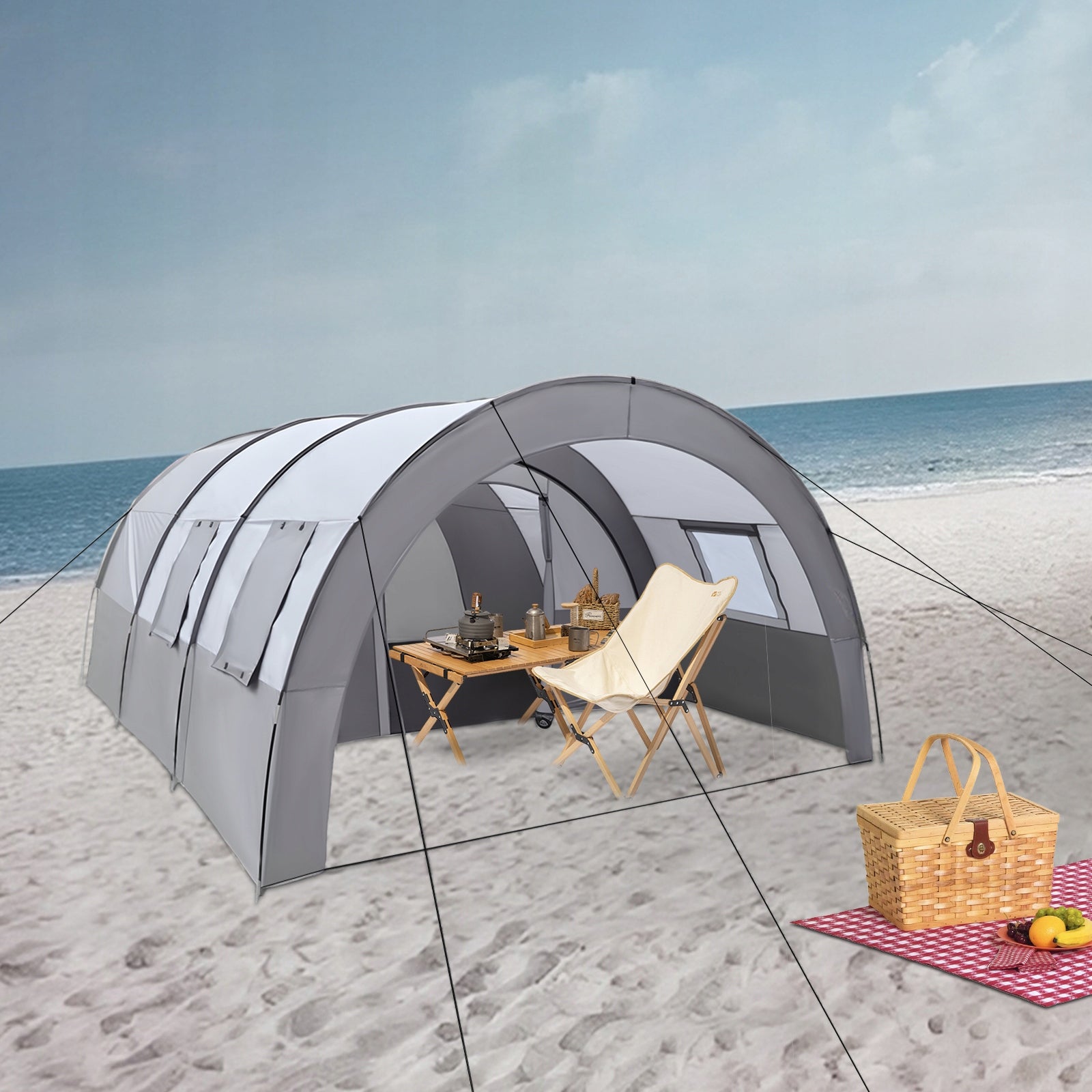 Camping Tunnel Tent, 6-Person Waterproof Tent, Family Tunnel Tent Brand no brand