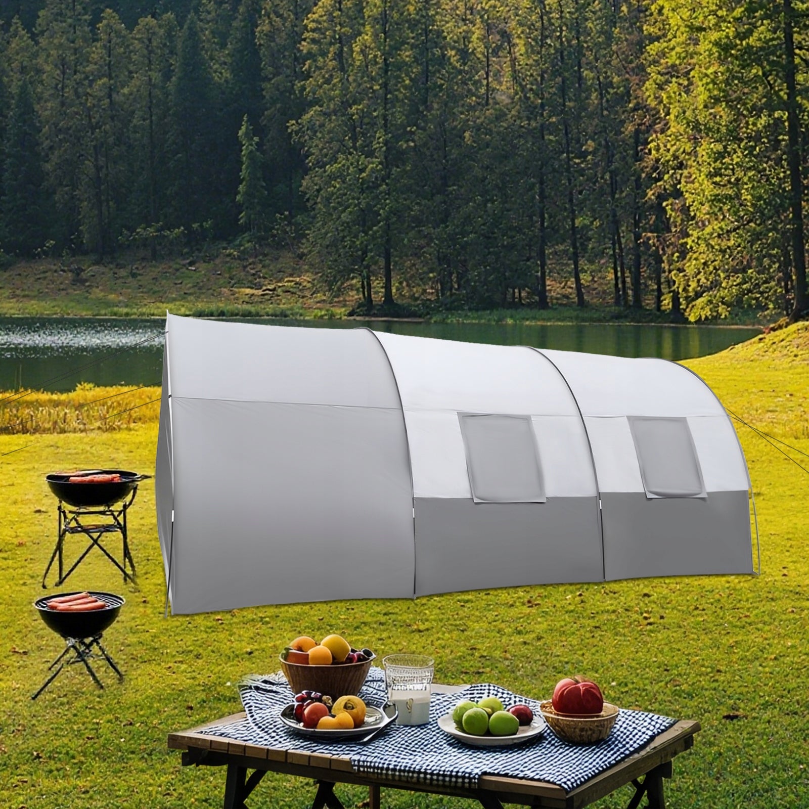 Camping Tunnel Tent, 6-Person Waterproof Tent, Family Tunnel Tent Waterproofness 1500 mm