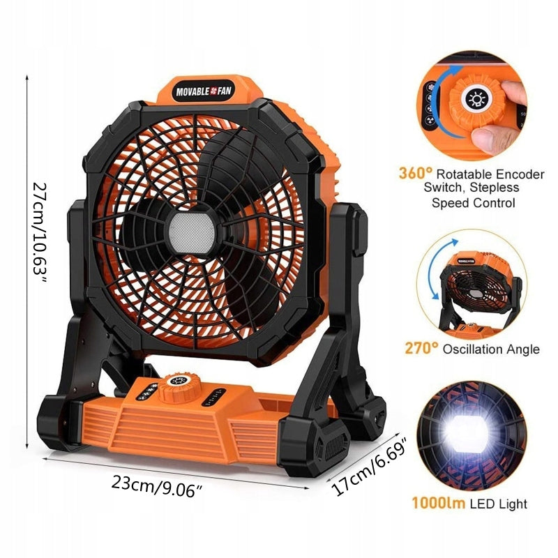 Camping fan with LED lighting 7800mAh Power 6 W