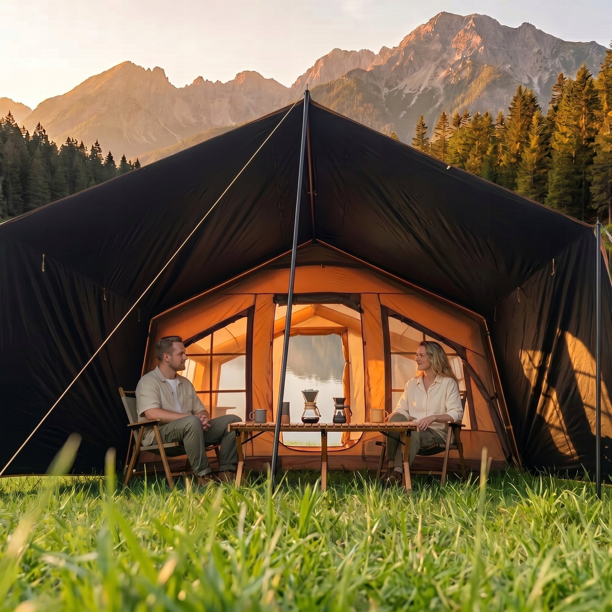 Camping pumped tent glamping 5-7 wasp large vestibule Oxford 420D Waterproofness 3000 mm