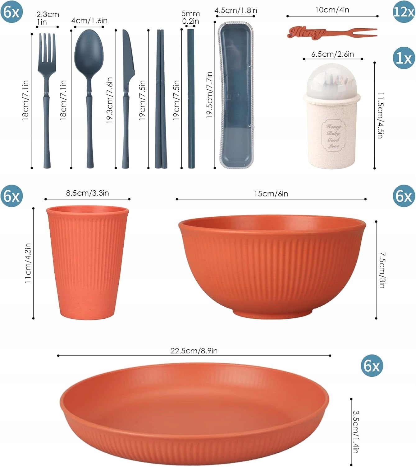 Camping set for 6 people colorful unbreakable picnic 66 elements Manufacturer code 5903181842825