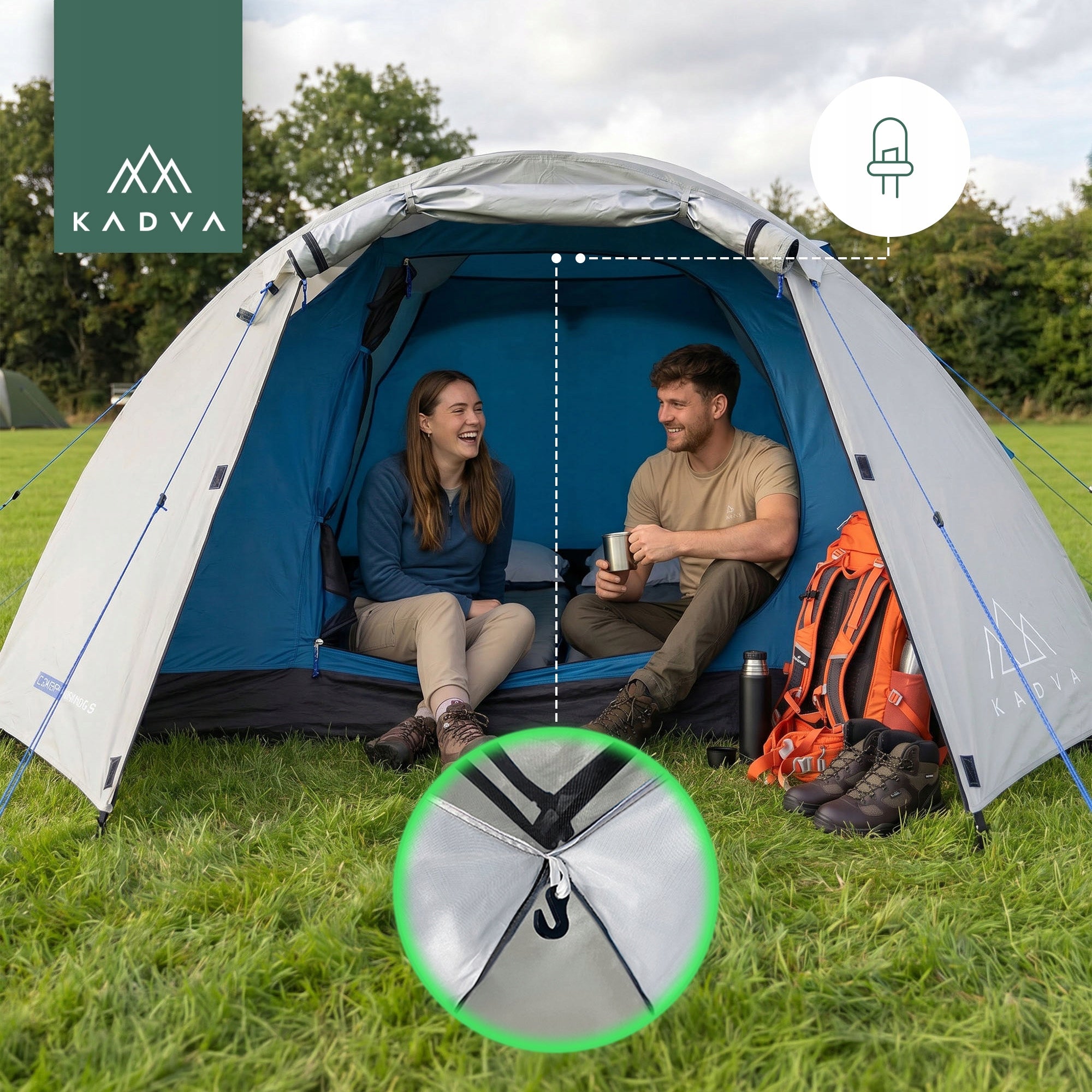 Camping tent 3-person KADVA CAMPdome 3 grey WATERPROOF LIGHTWEIGHT Number of people 3