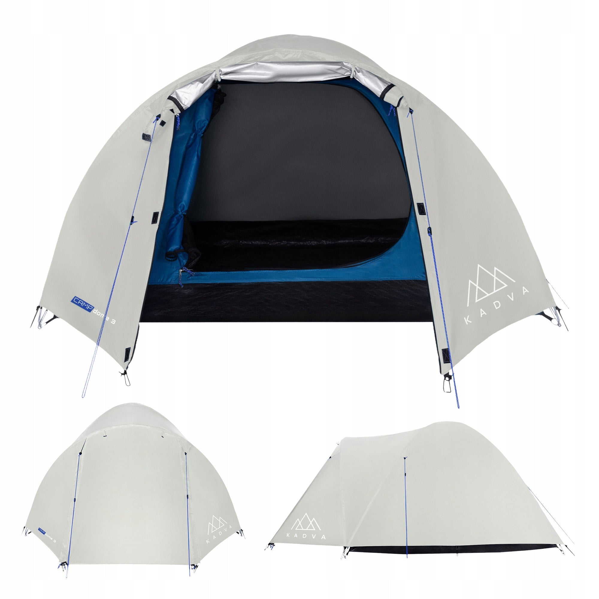 Camping tent 3-person KADVA CAMPdome 3 grey WATERPROOF LIGHTWEIGHT