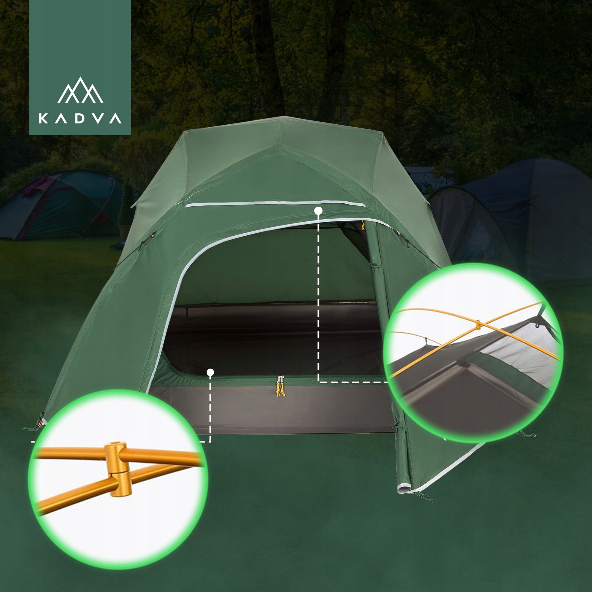 Camping tent 3-person KADVA Expedit 3 pro TOURIST WATERPROOF Number of people 3