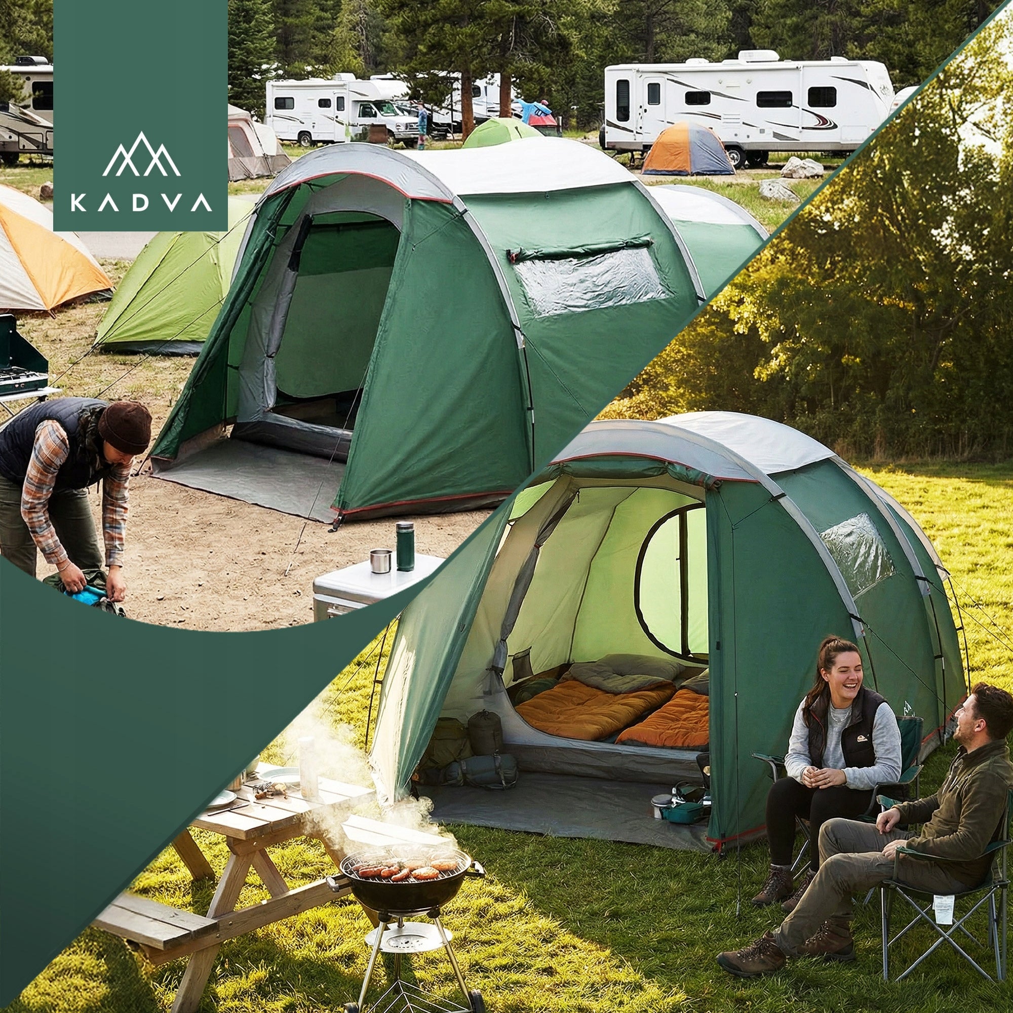 Camping tent 4-person KADVA Kavio 4.1 green OS LIGHTWEIGHT DESIGN Color green