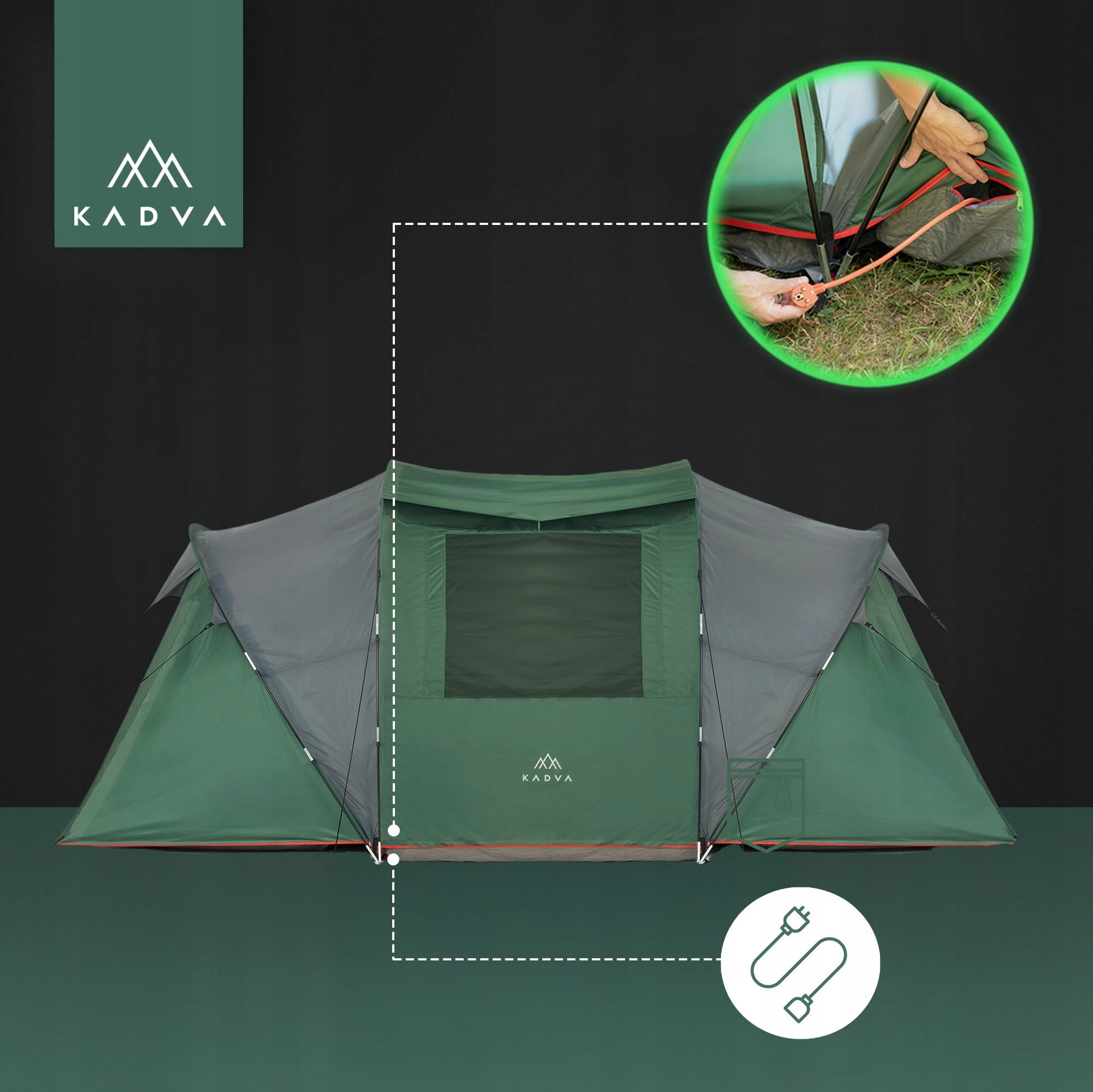 Camping tent 4-person KADVA Kavio 4.2 green HIKING LIGHTWEIGHT Number of people 4