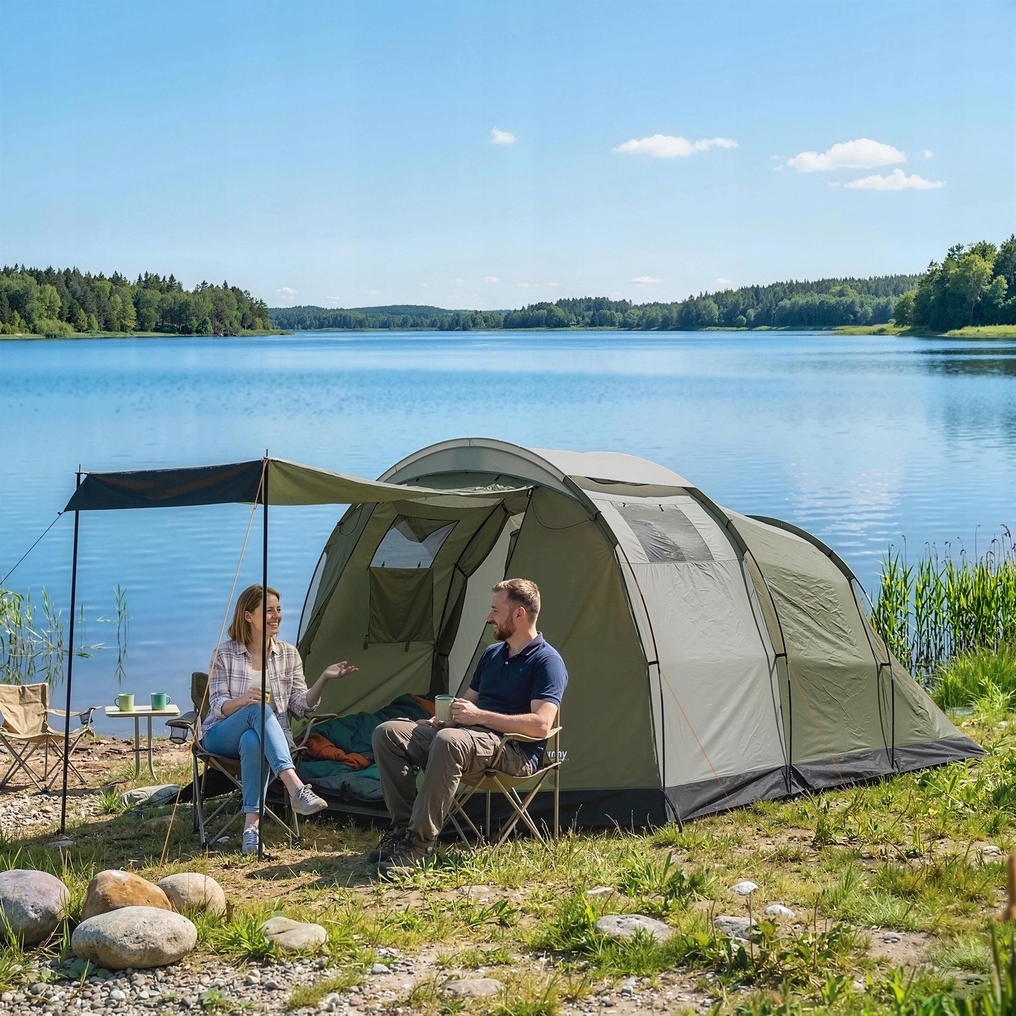 Camping tent Outsunny 4-person two-coat waterproof 3000 mm