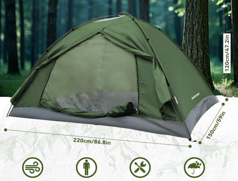 Camping tent for 2 people JAICOM green - lightweight and waterproof Manufacturer code B0DRW3D1YM