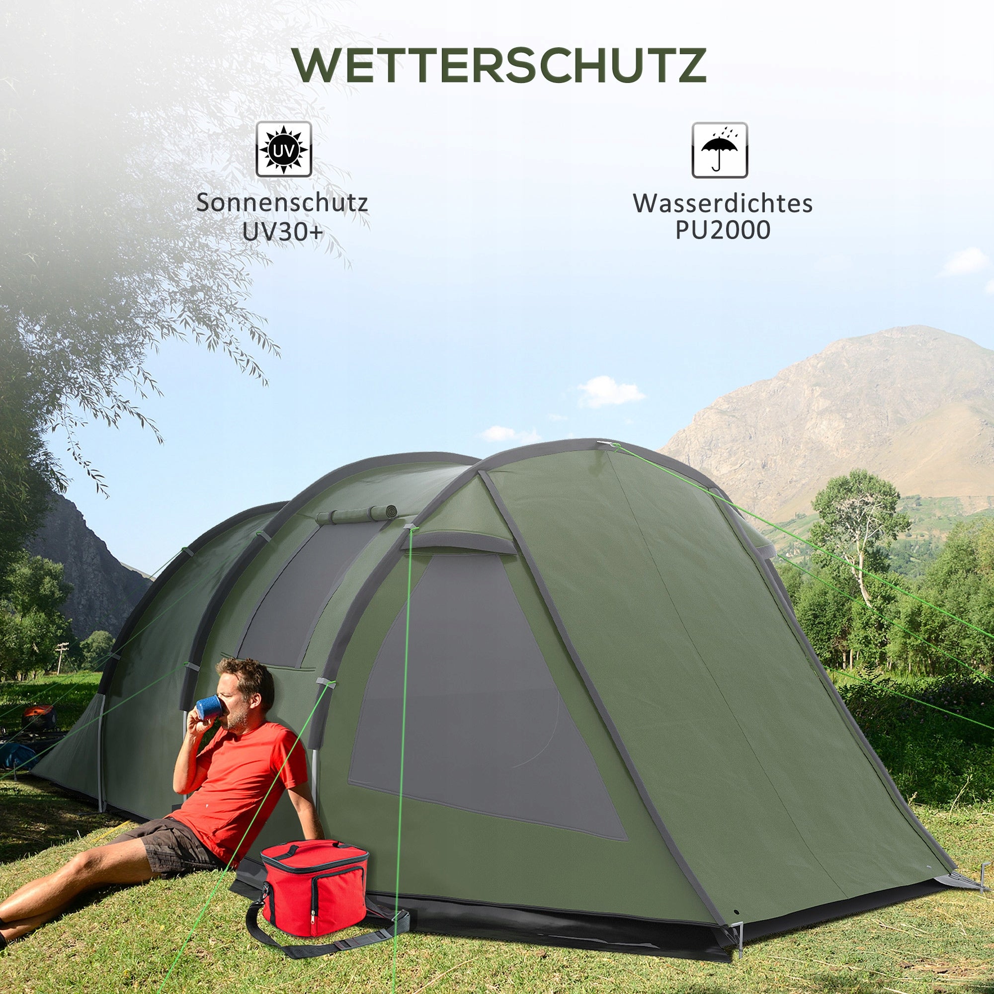 Camping tent for 3-4 persons two rooms Brand Outsunny