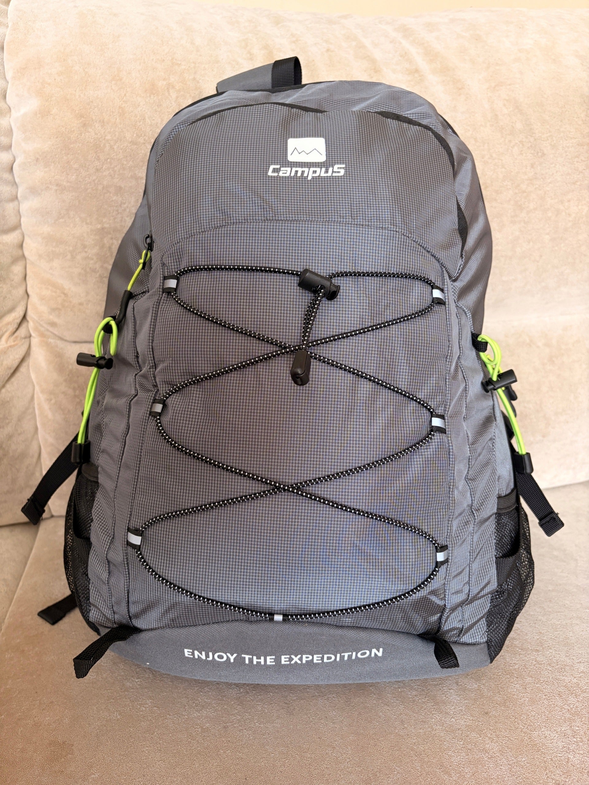 Campus Essential 35L Hiking Backpack – Grey 2 Compartments Kind sports