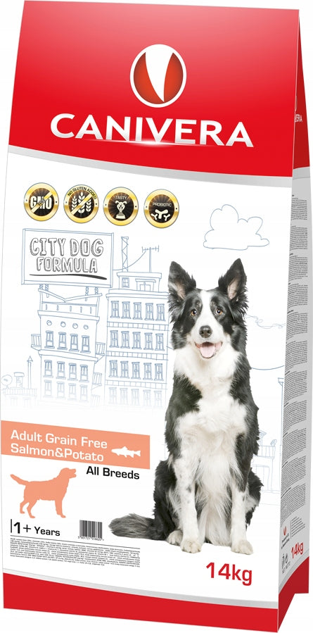 Canivera Adult Grain Free Salmon & Potato 14kg – dog food + freebie