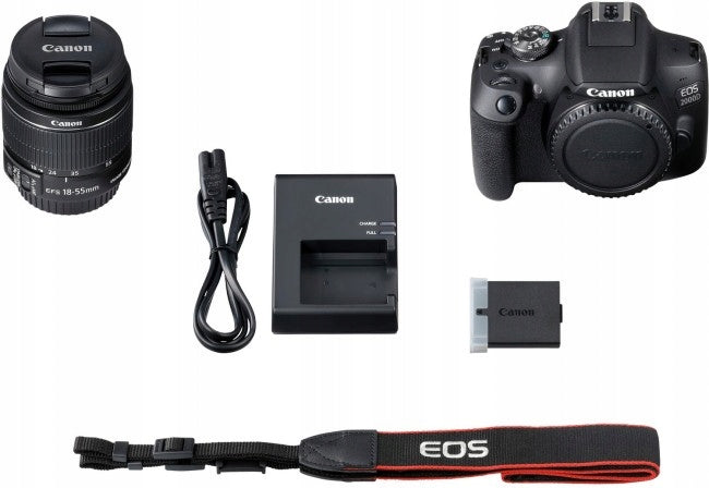 Canon EOS 2000D + lens EF-S 18-55 DC III SLR camera Manufacturer code 2728C002