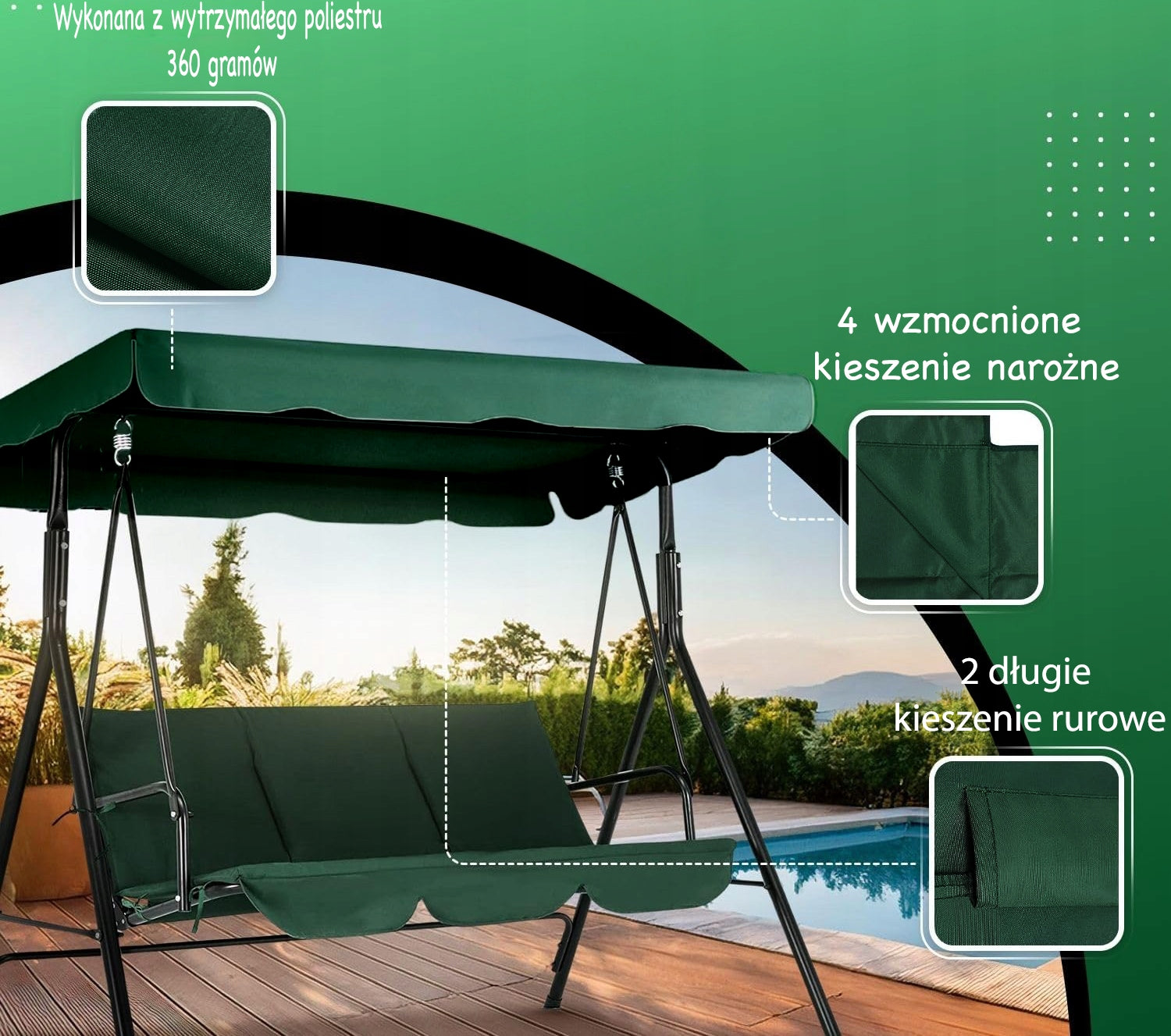 Canopy Roof for Garden Swing ANY DIMENSION Your Size 1x1 cm Product weight with unit packaging 2 kg