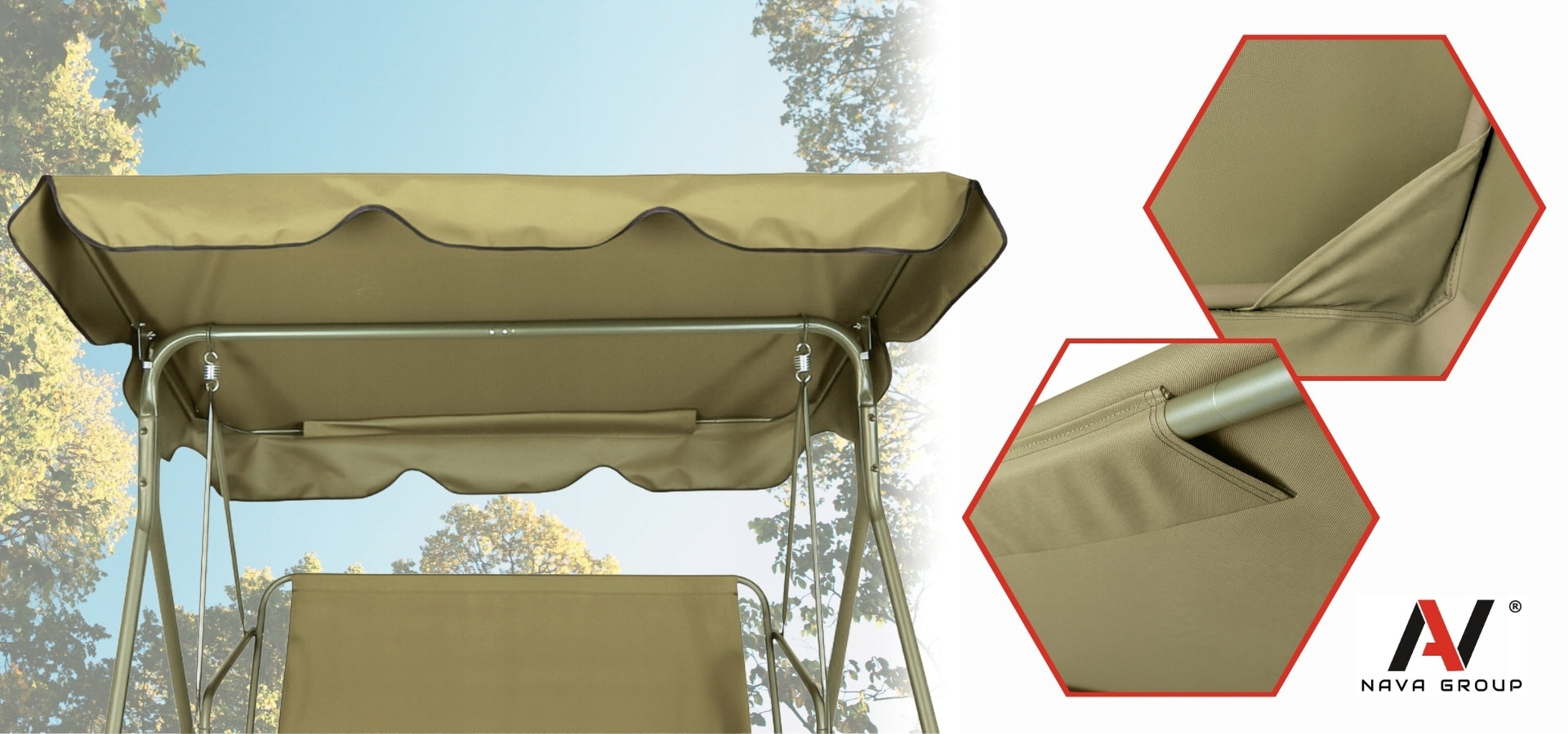 Canopy for Garden Swing Roof Material Waterproof 200x120cm UV Strong Manufacturer Nava Group