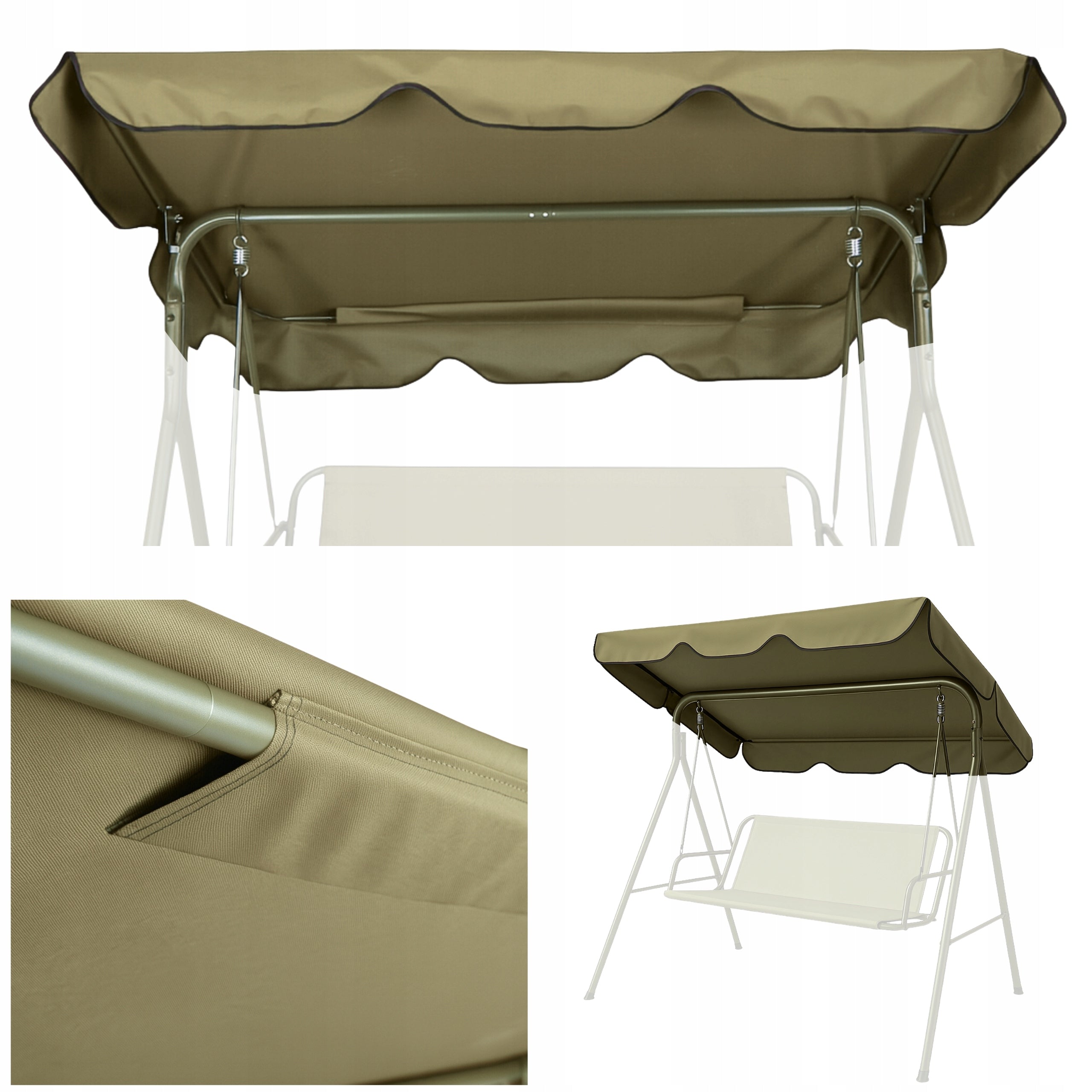 Canopy for Garden Swing Roof Material Waterproof 200x120cm UV Strong