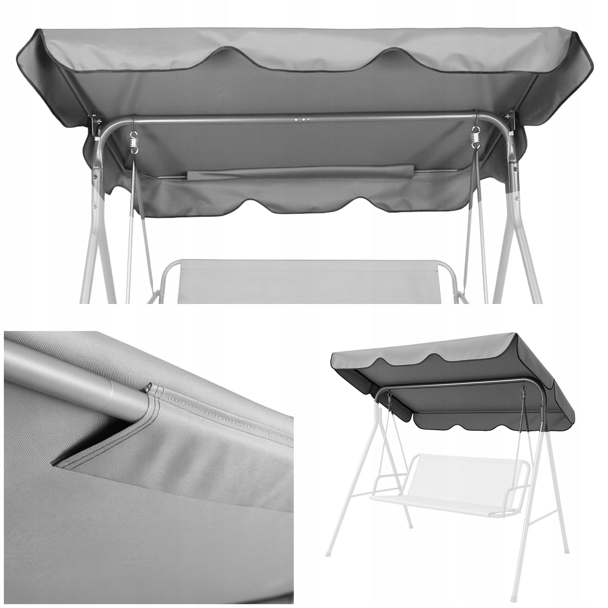 Canopy for Garden Swing Roof Material Waterproof 230x120cm UV Strong