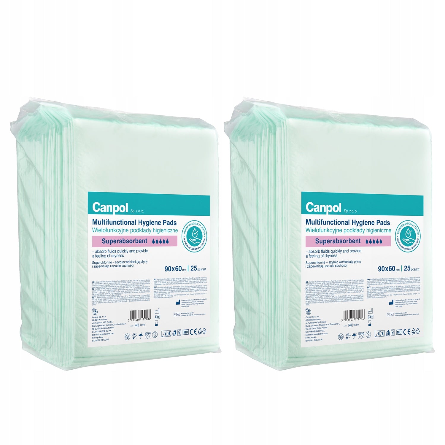 Canpol Multifunctional hygiene pads 90x60 cm, 50pcs STRONG AND ABSORBENT EAN (GTIN) 5903407172286