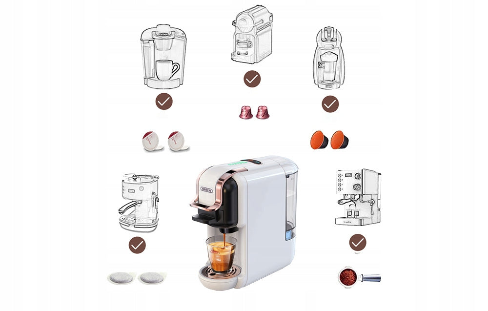 Capsule Coffee Maker 5in1 Hibrew H2b Nespresso Dolce Gusto 19 Bar Manufacturer code H2B-white