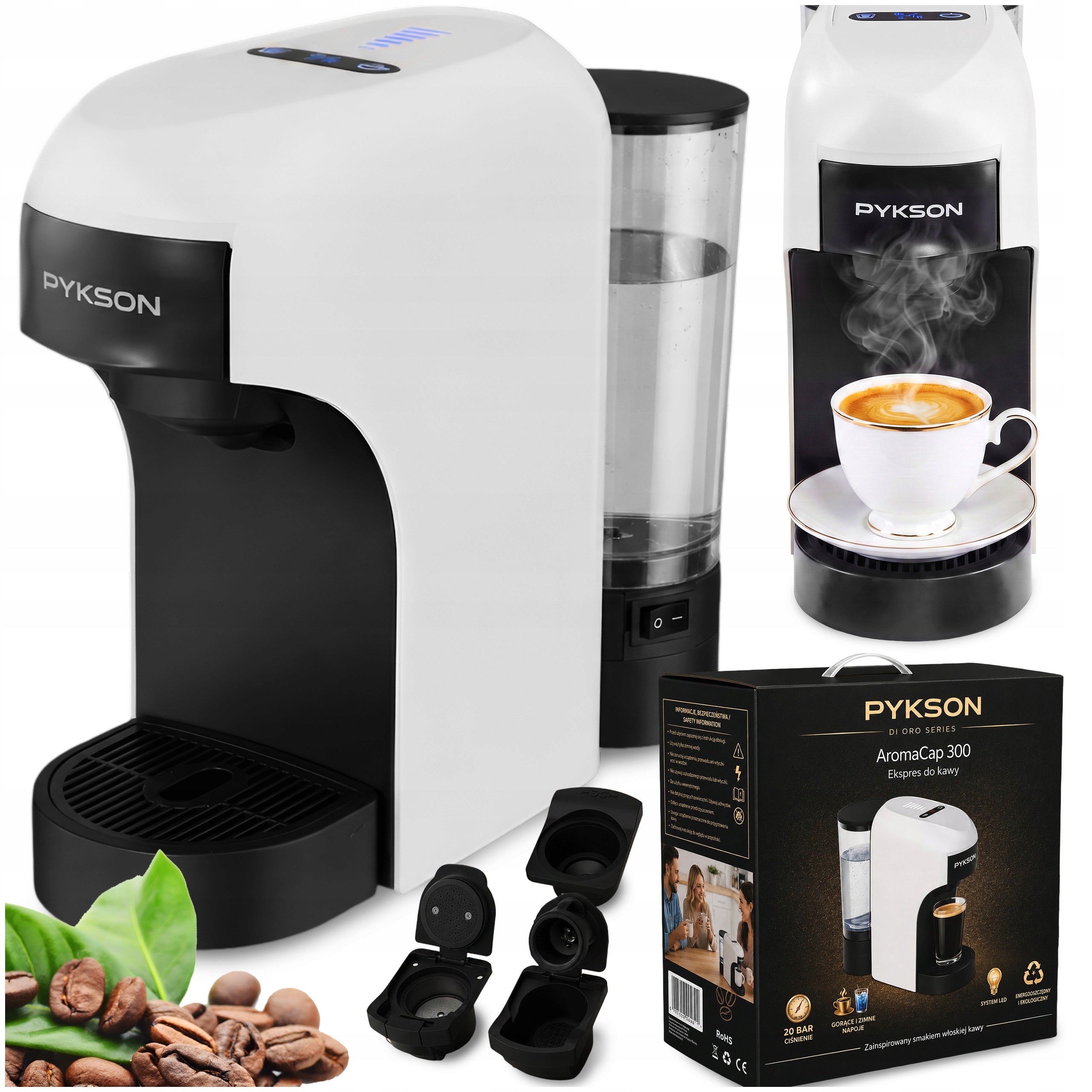 Capsule Maker | PYKSON Di Oro AromaCap 300 WHITE - 20 BAR