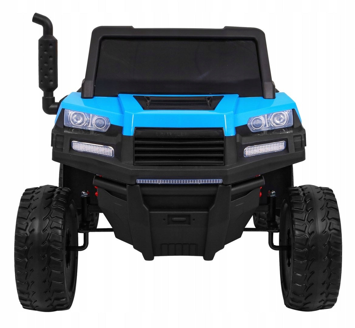 Car Battery Operated Car Farmer Truck for 2 Children + 4x4 Drive + Remote Control Color blue