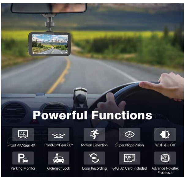 Car Camera Miden 4K+2.5K Front Rear + 64GB Card IPS Screen Manufacturer code B0FXV7HP34