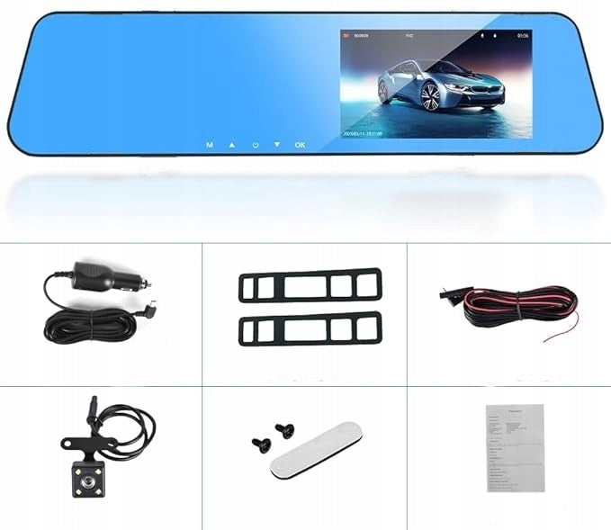Car Camera, Motion Recorder, HD Rearview Mirror, 140 Degree