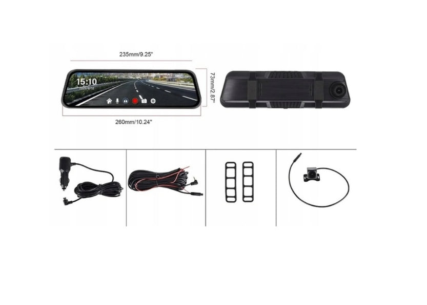Car Camera Video Driving DVR - HD MIRROR REVERSING CAMERA Manufacturer code 10" LUSTERKO DOTYKOWY 4K