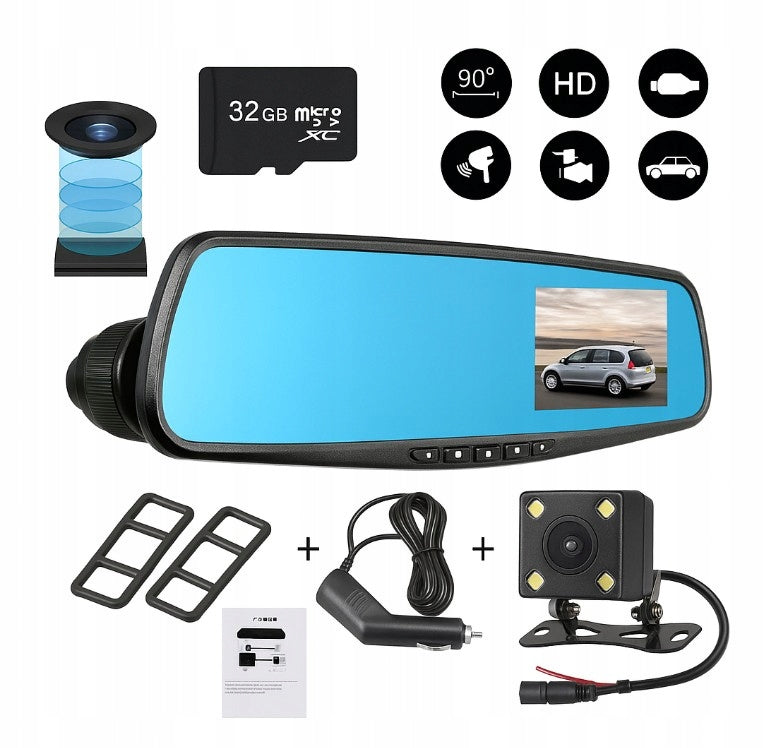 Car Camera Video Recorder Mirror 1080P FULL HD Card +SD 32GB