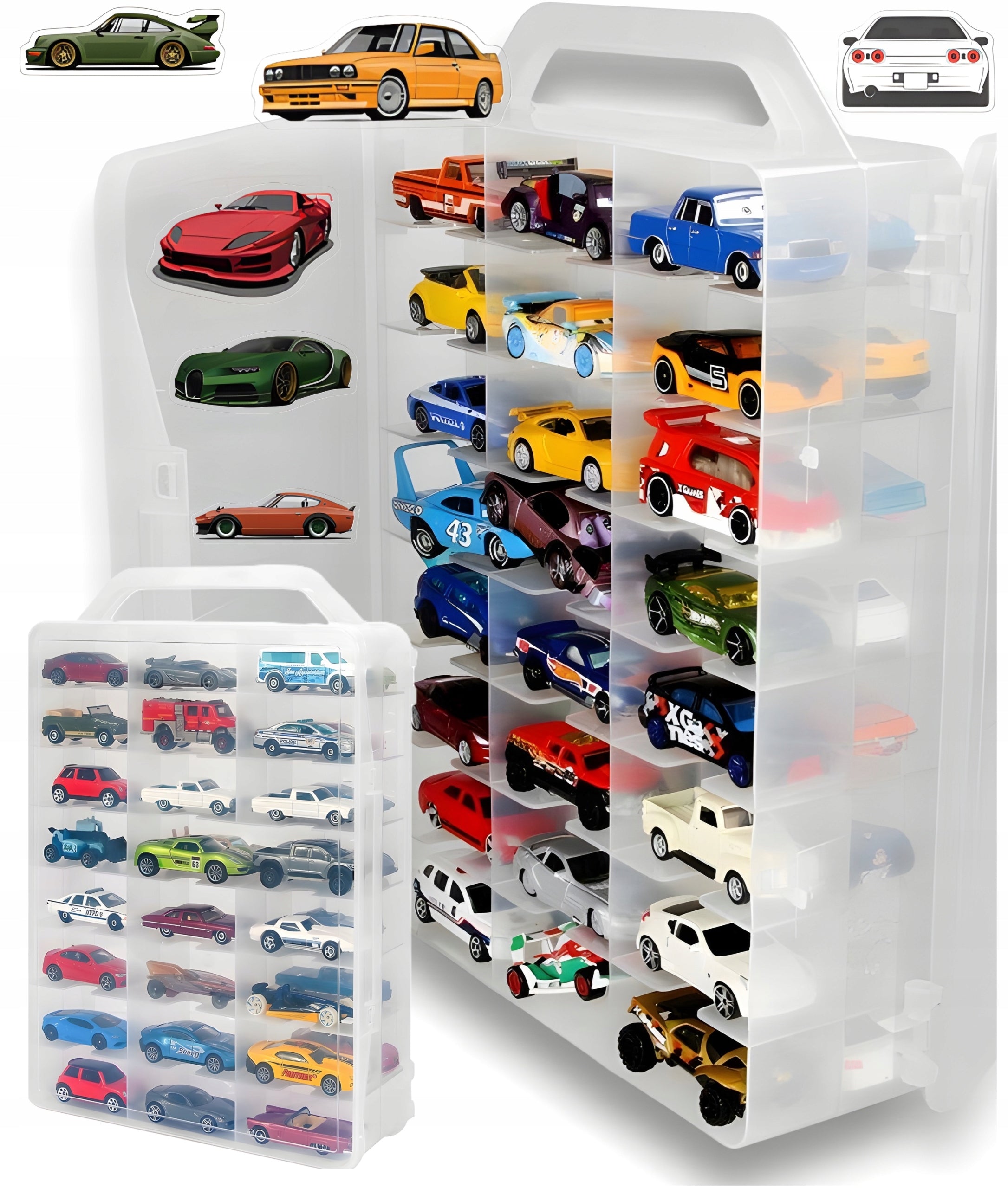 Car Case Resoraki Hot Wheels Cars 48 Seats Double Sided + Stickers