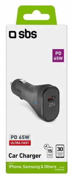 Car Charger SBS 65W Black TECRPD65W Packaging status original