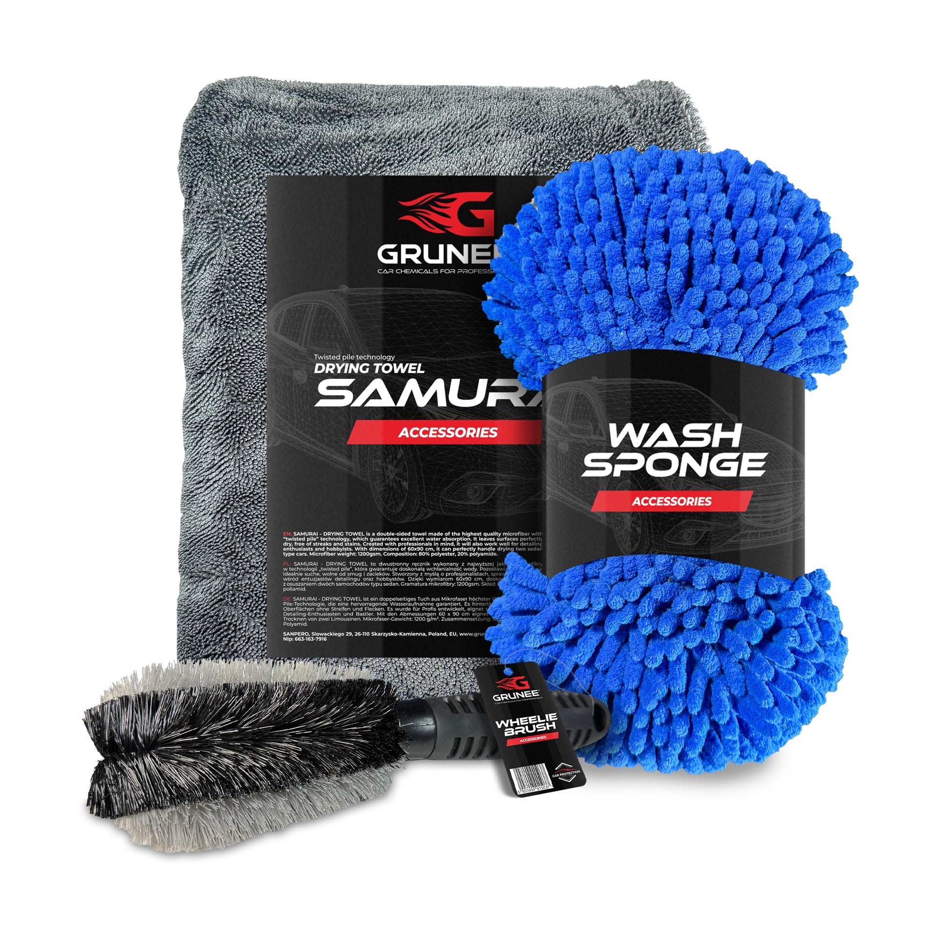 Car Cleaning Accessory Set TOWEL XL 60x90cm 1200g + OTHER