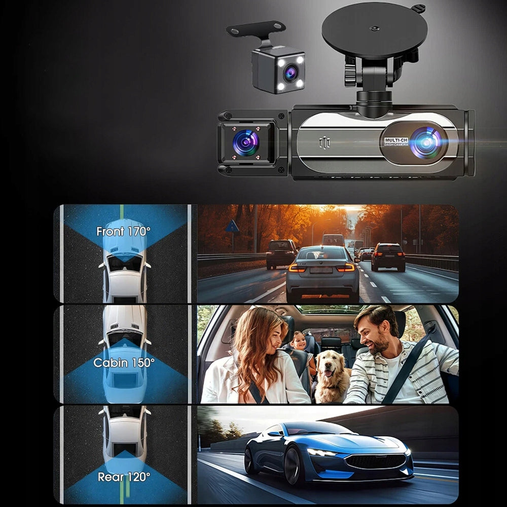 Car DVR Full HD 3 Lenses With WiFi Reversing Camera Model Driving Recorder