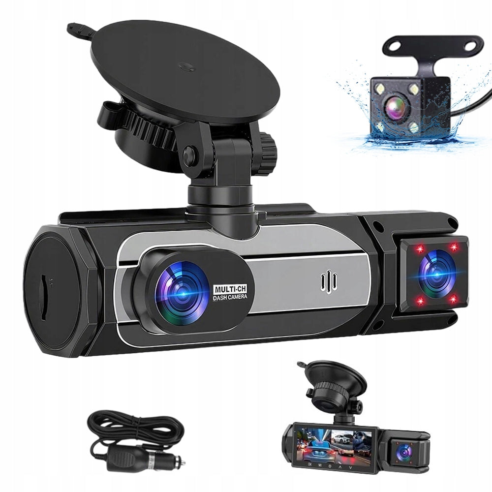 Car DVR Full HD 3 Lenses With WiFi Reversing Camera