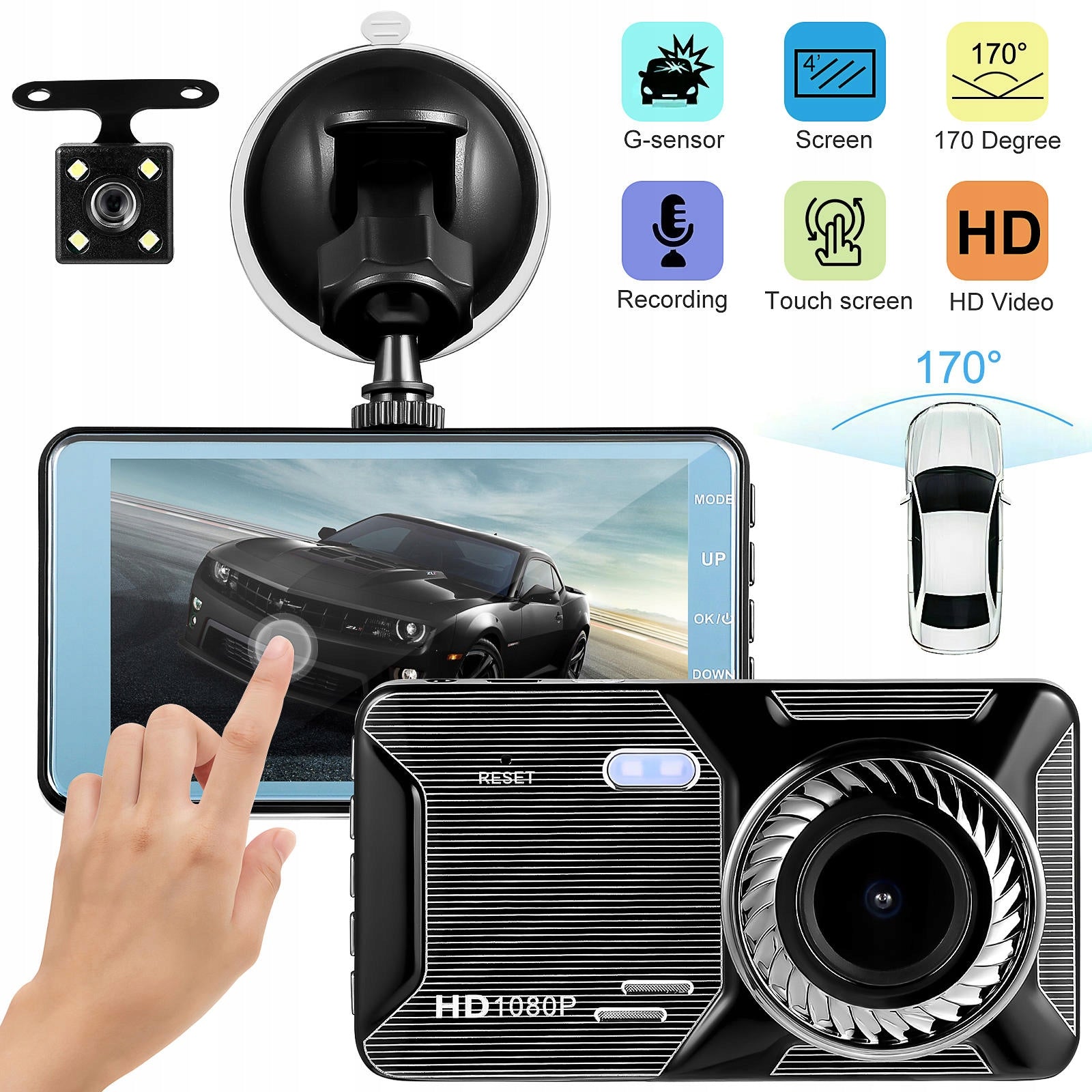 Car Dash Camera with Dual Lens Front and Rear 1080P Hd Touch Screen Brand no brand