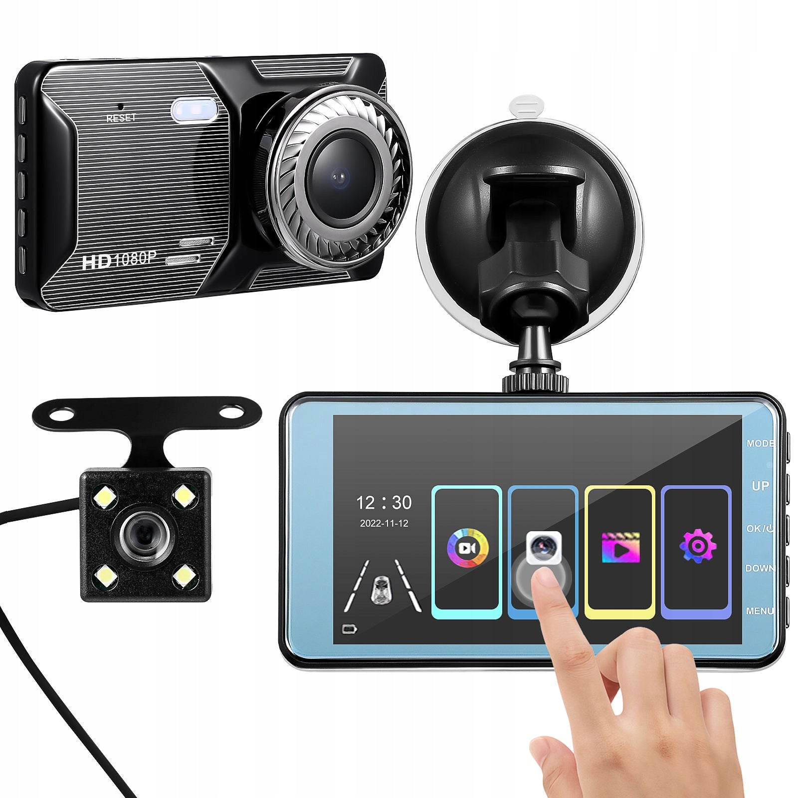 Car Dash Camera with Dual Lens Front and Rear 1080P Hd Touch Screen