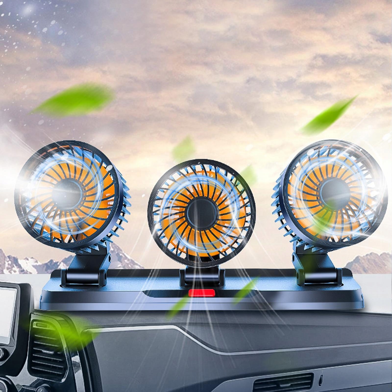Car Fan 3 Speeds Adjustable Multi Function Fan Quiet USB Orange 24V Manufacturer code 09070082530