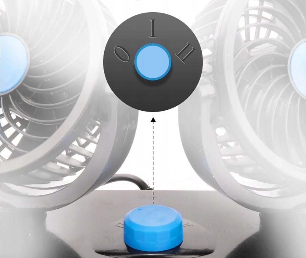 Car Fan Cigarette Lighter Fan Adjustable 360° Dual 2in1 Model samochodowy