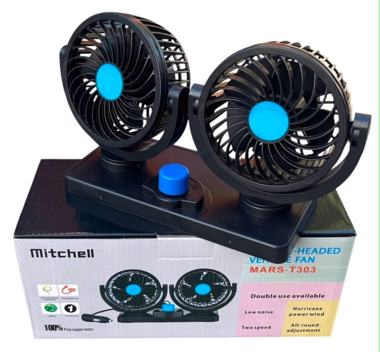 Car Fan Cigarette Lighter Fan Adjustable 360° Dual 2in1