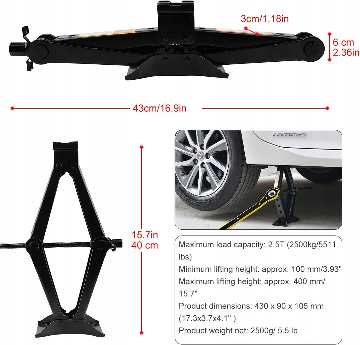 Car Lever Scissor Lift 2.5T SUV Strong Key Latch Manufacturer code EXLECO xc02