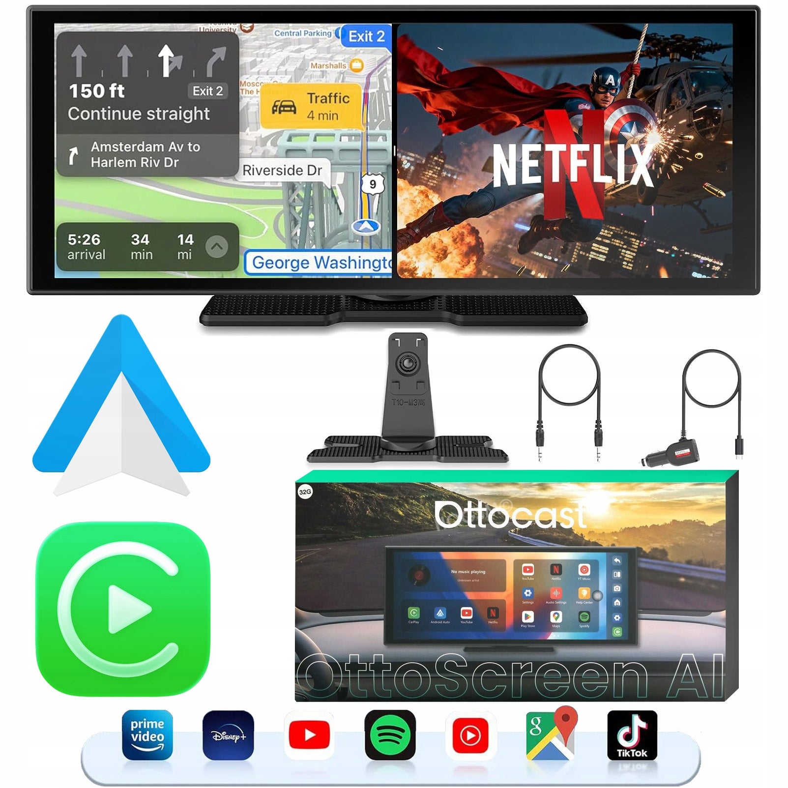 Car Monitor Screen 11,4 Display Android Auto Apple CarPlay 2026