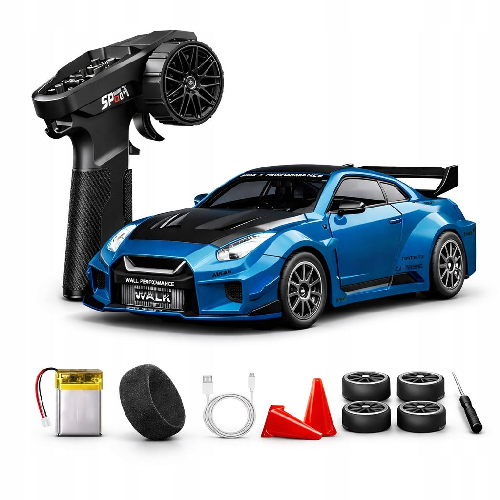 Car RC Drift 1:43 Mini 4WD Remote Control Drift Tires USB Set Blue