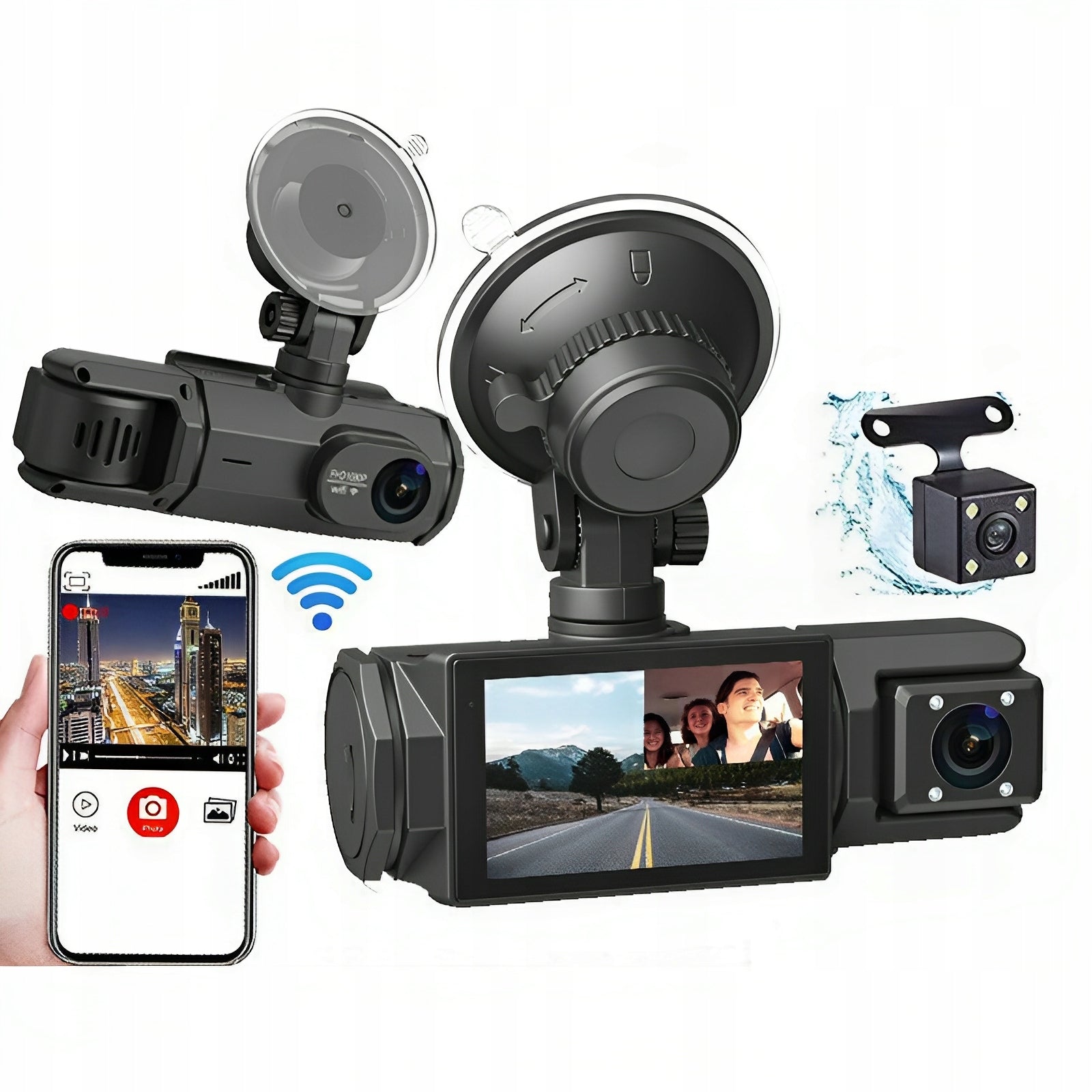 Car Recorder Kit 3 Car Video Cameras WIFI DVR 1080P HDMI FHD GC1054+V06+V09 Manufacturer code LN20284294A1