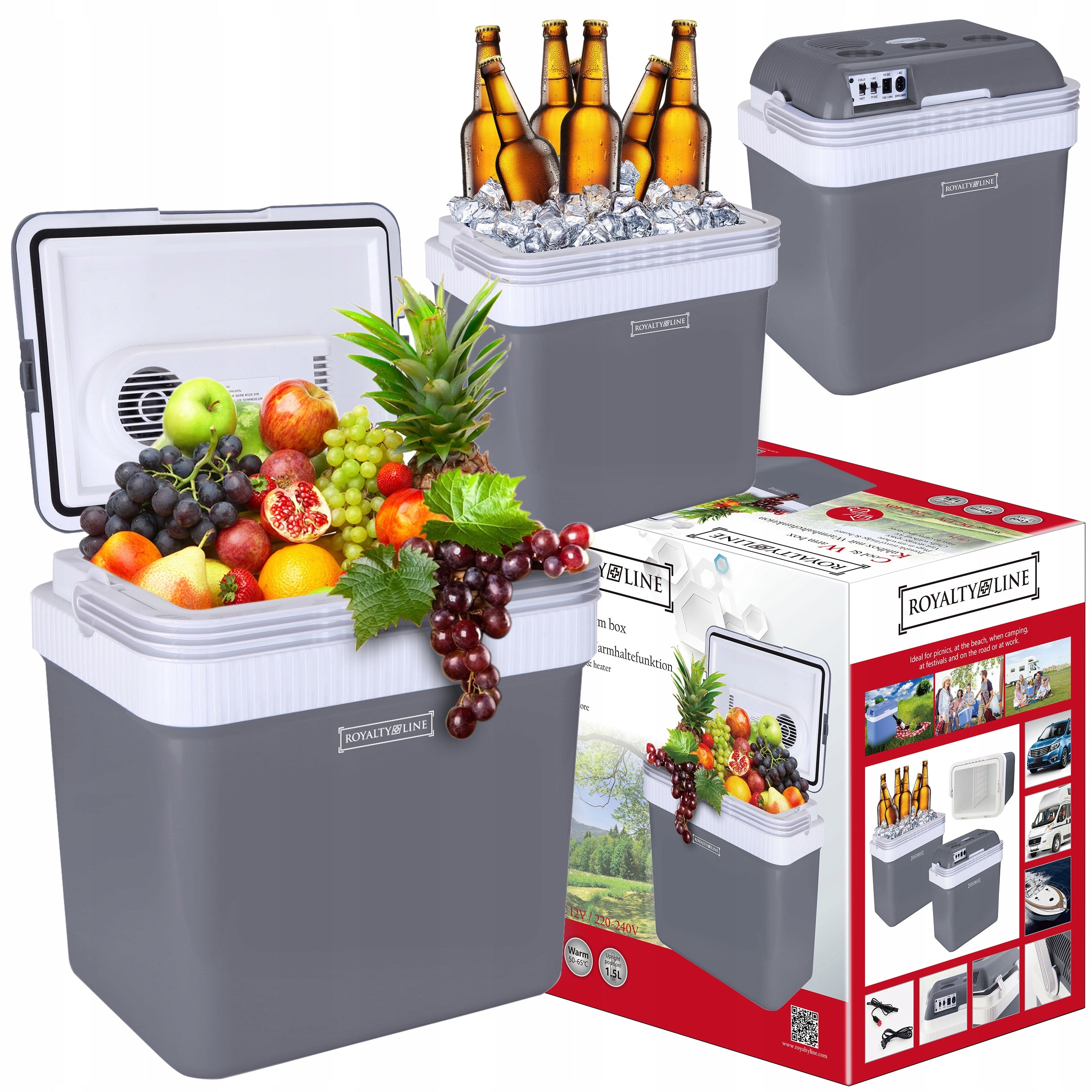 Car Refrigerator Tourist 25L Portable 12V 230V Cooling Heating Power supply car lighter socket mains
