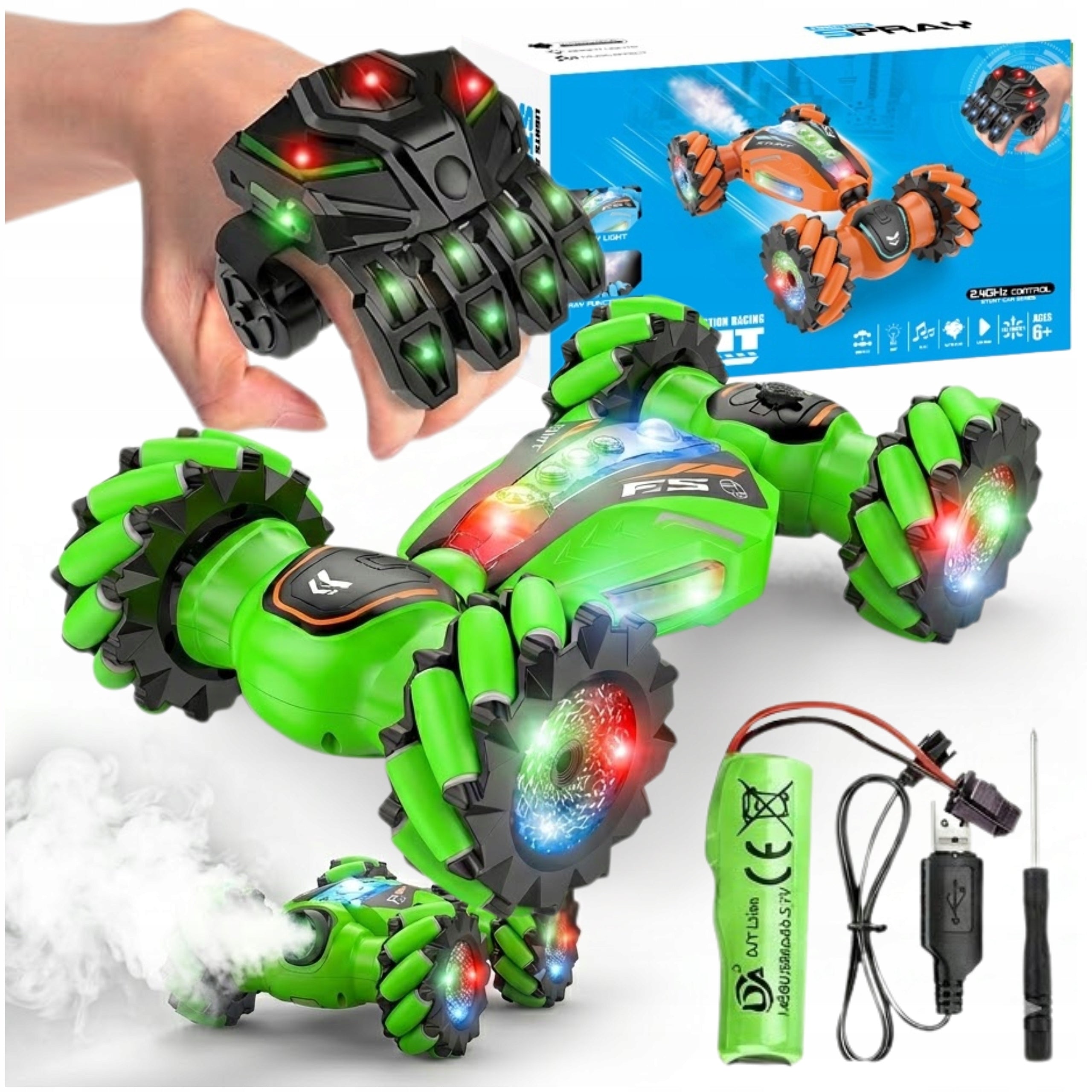 Car Remote Controlled Auto Stunt RC Gestures Light Sound Smoke