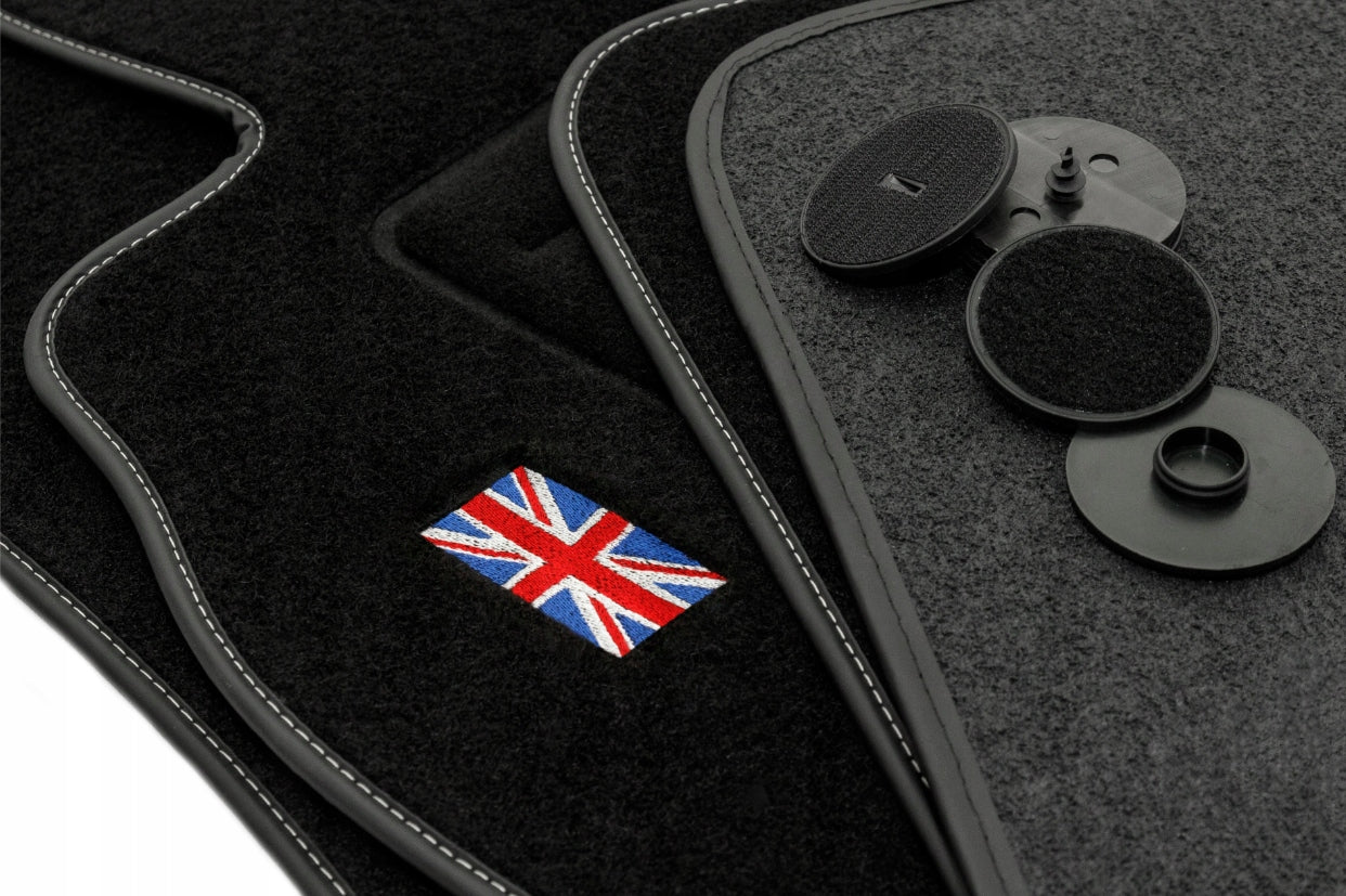 Car Rugs Velour Embroidery Flag United Kingdom Set of 4pcs Stopwatch