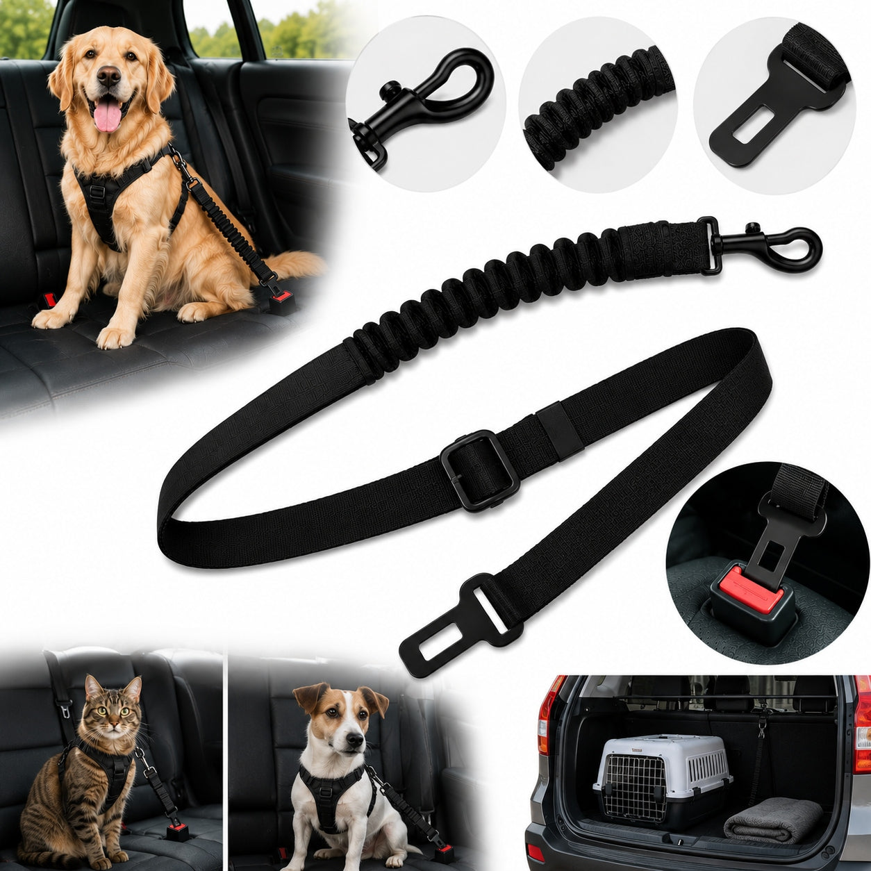 Car Safety Belt for Dog and Cat Adjustable Strong Trade name Samochodowa smycz dla psa kota pas