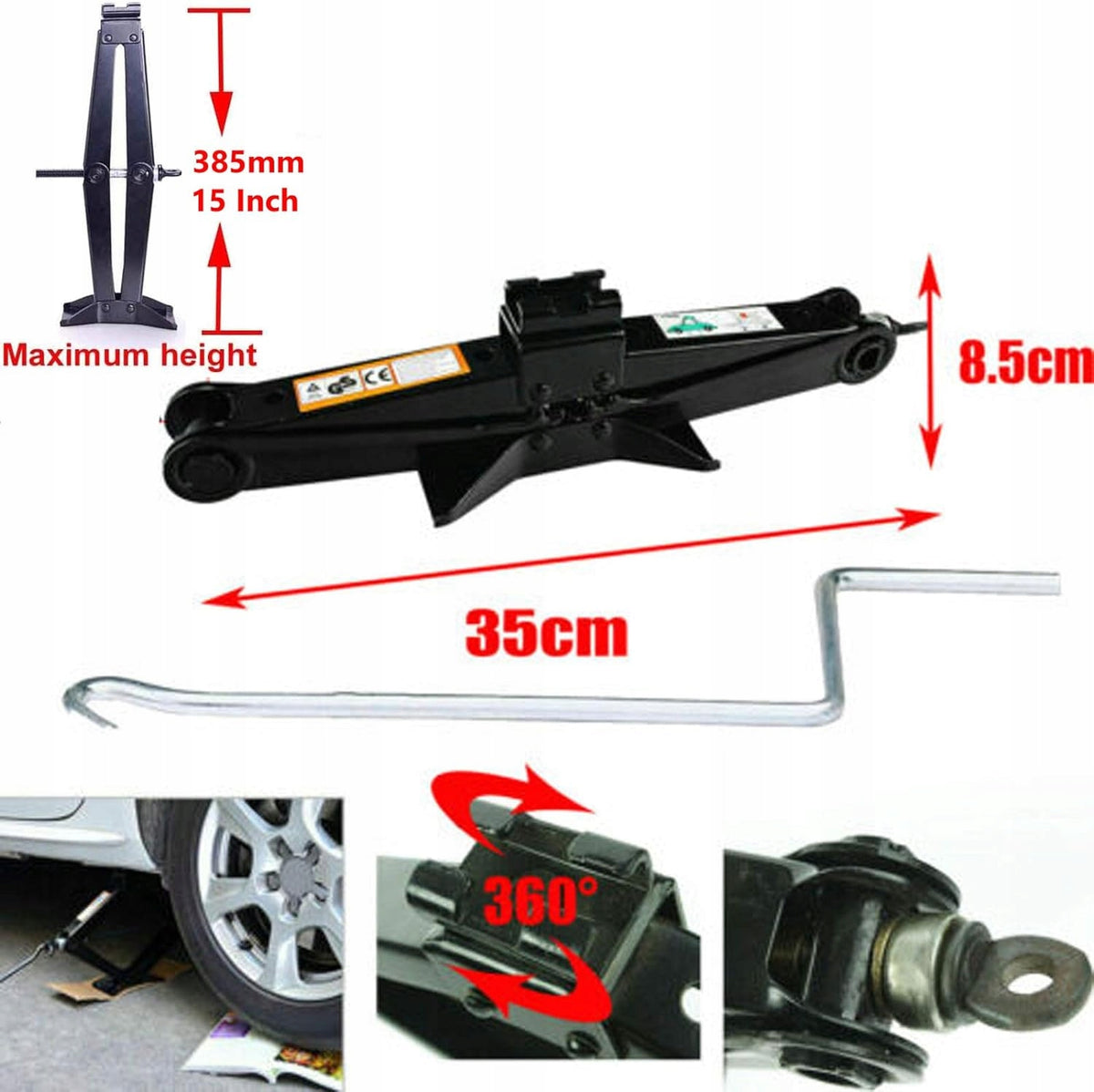 Car Scissor Jack 2 Ton Capacity Steel Portable Tire Jack with Handle EAN (GTIN) 721703681302