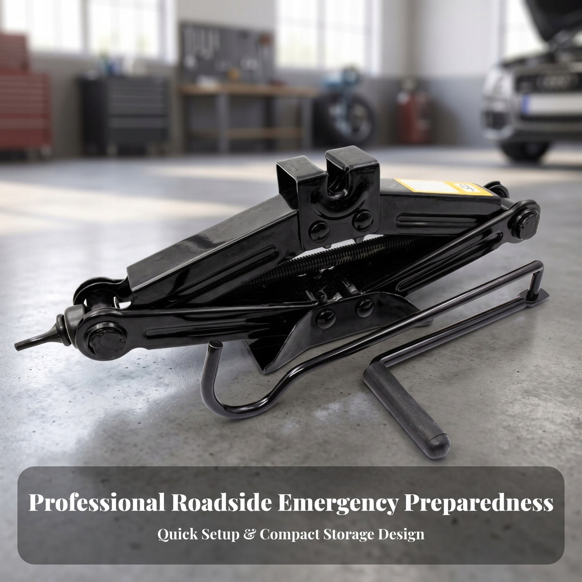 Car Scissor Jack with Crank Handle Low-Profile for Trunk Storage, Drivers Product weight with unit packaging 2.1 kg