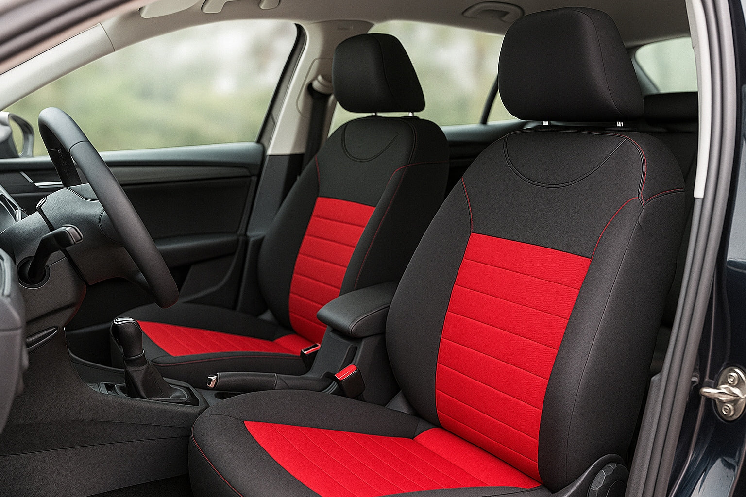 Car Seat Covers Universal T-Shirts Black Red 2pcs Packaging status original